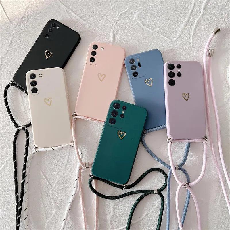 Crossbody Lanyard Silicone Phone Case For Samsung Galaxy 1 - IDefend