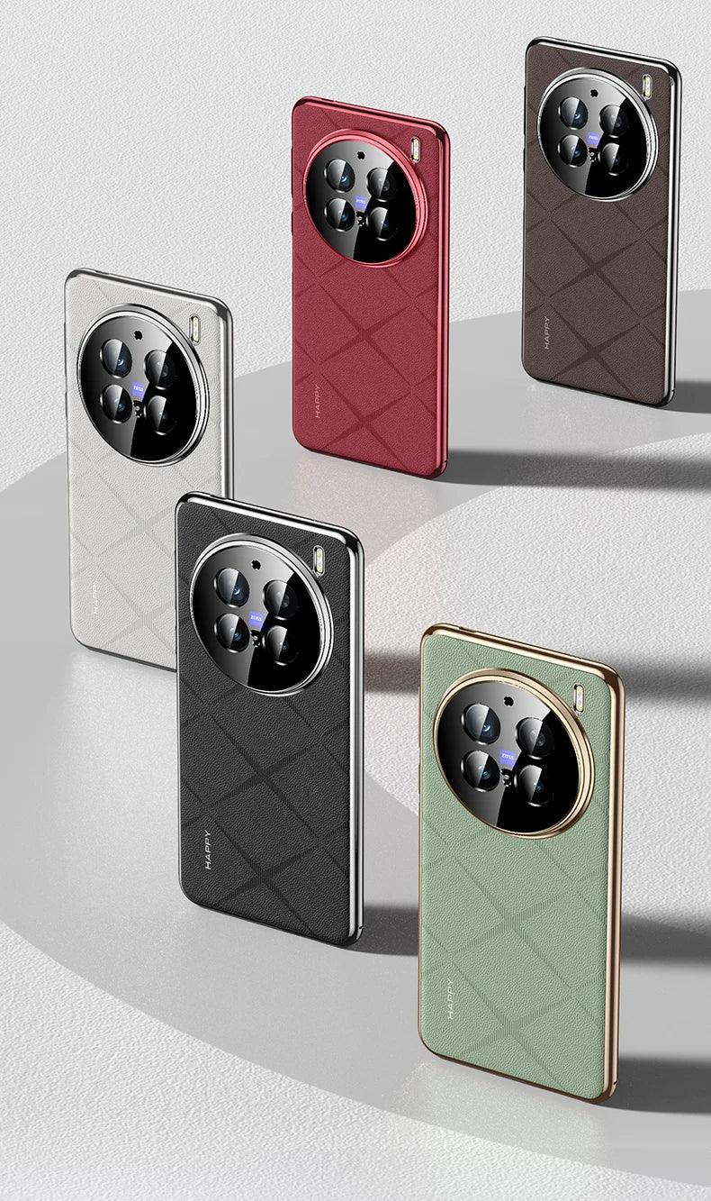 For VIVO X200 Pro Case Luxury Vegan Leather Lens Protective Back Case For VIVO - IDefend