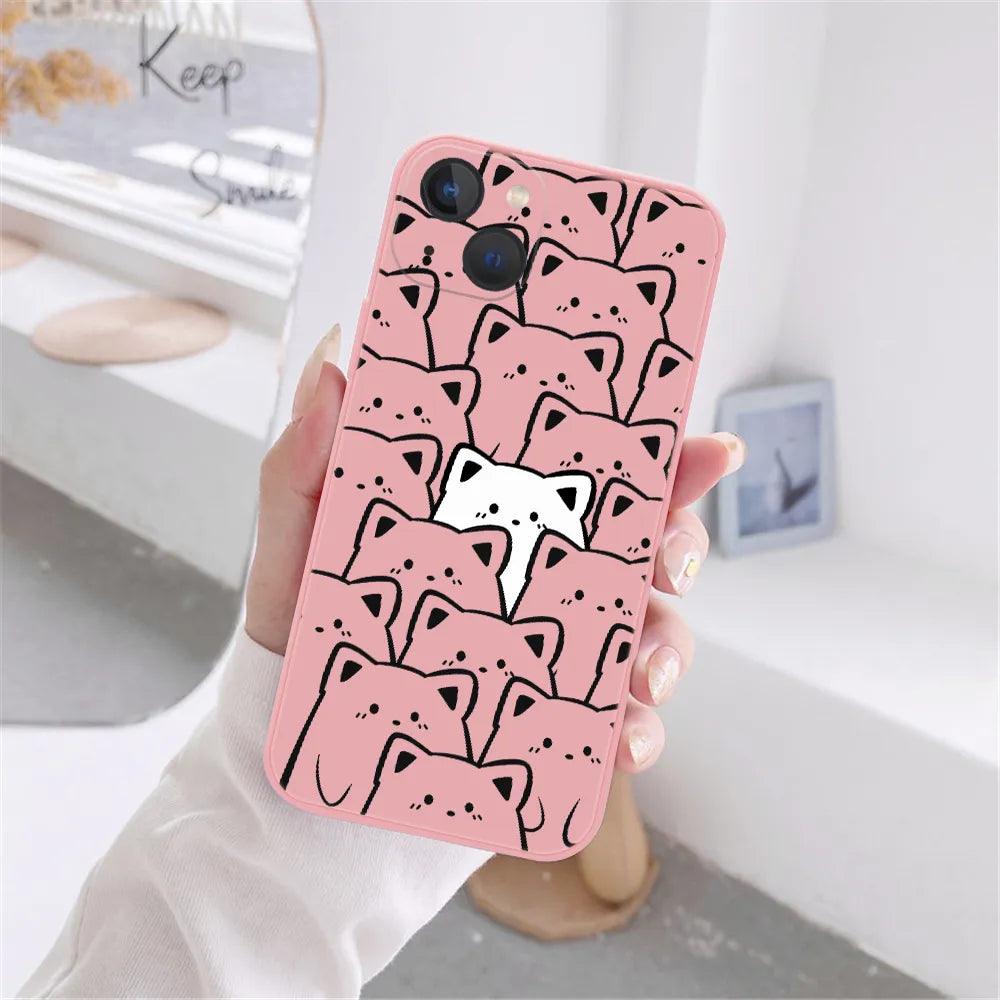 Cute Cartoon Cat Phone Cover For iPhone 1 - IDefend