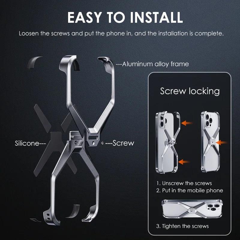 X Metal Rimless Phone Case For iPhone - IDefend