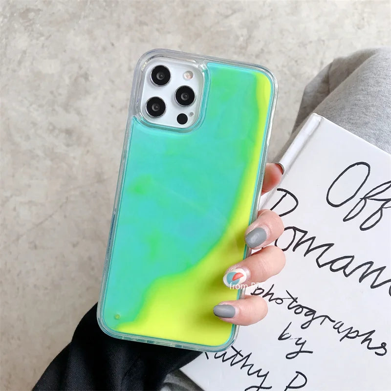 Night Glow Gloss Dynamic Sand Liquid Back Iphone case - IDefend