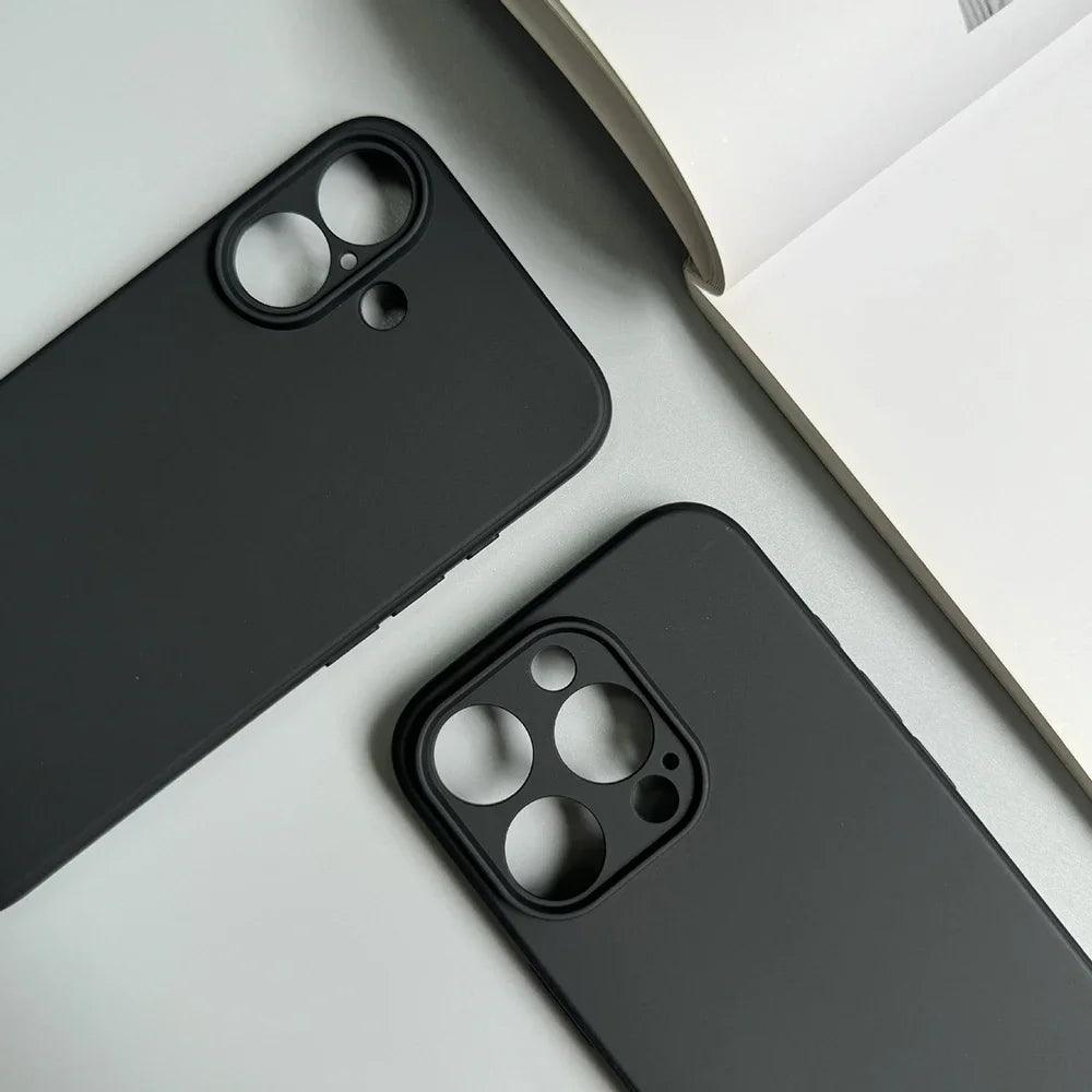 Luxury Full Black Silicone Matte Phone Case For iphone - IDefend