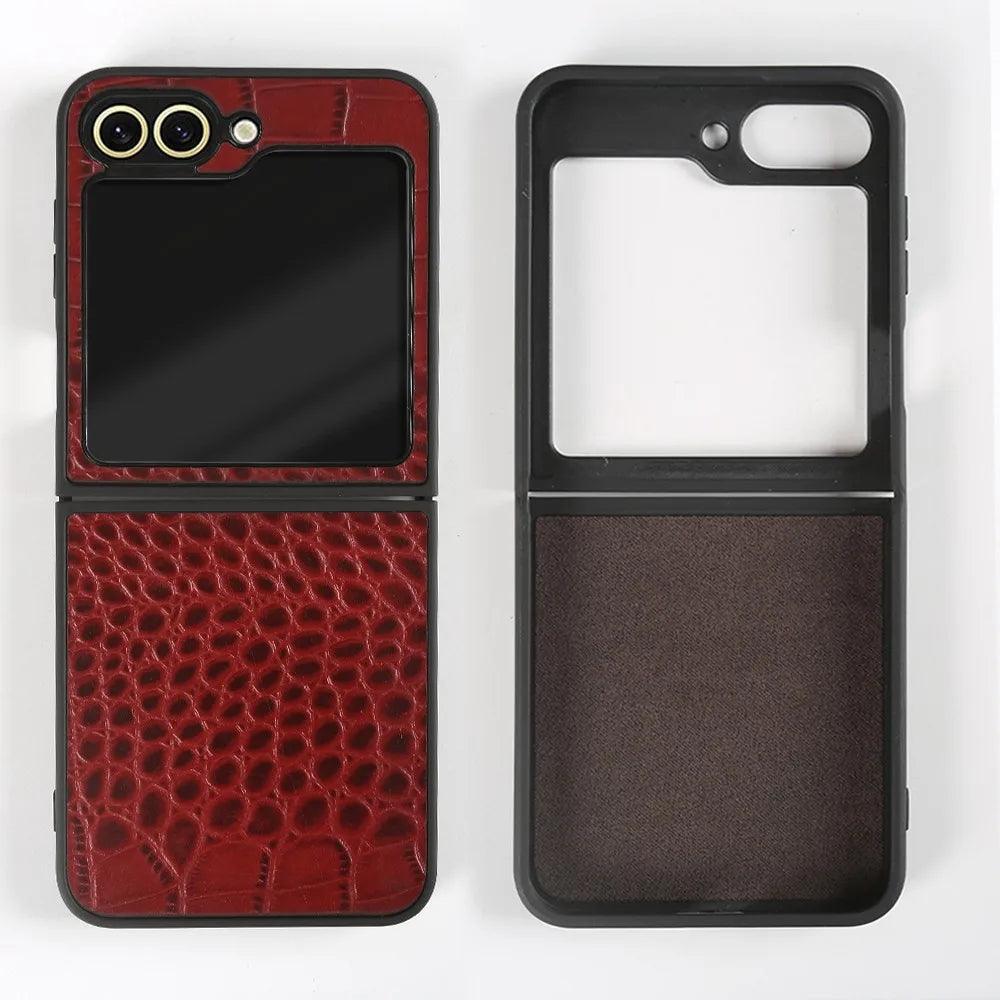 Luxury Hand Crafted Genuine Leather Case For Samsung Galaxy Z Flip - IDefend