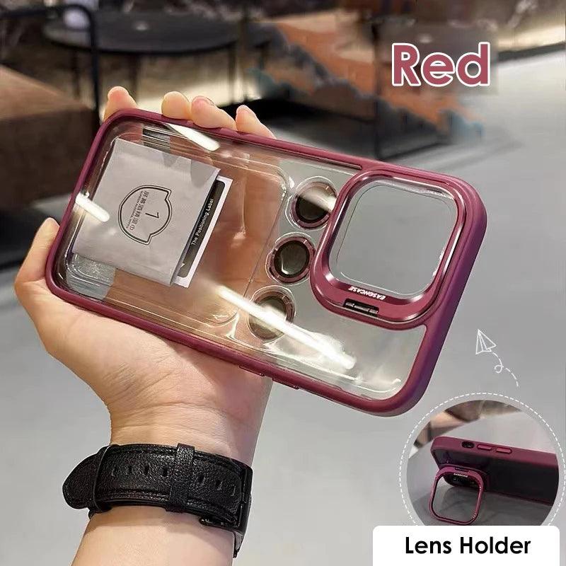 Lens Metal Ring Protector Stand Phone Case - IDefend