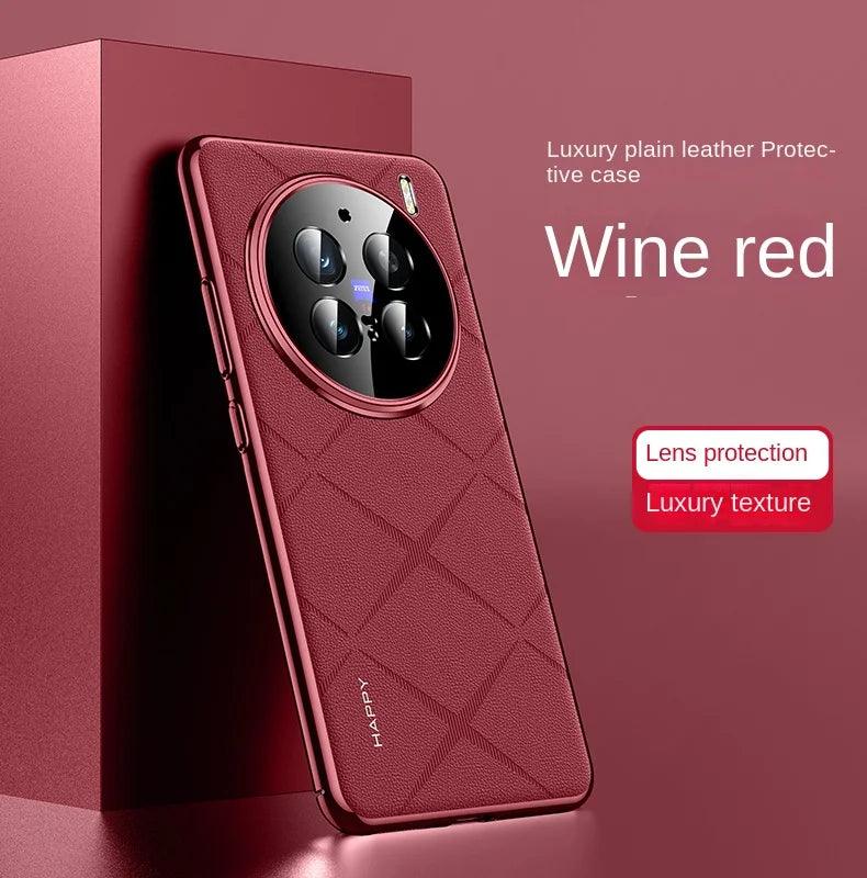 For VIVO X200 Pro Case Luxury Vegan Leather Lens Protective Back Case For VIVO - IDefend