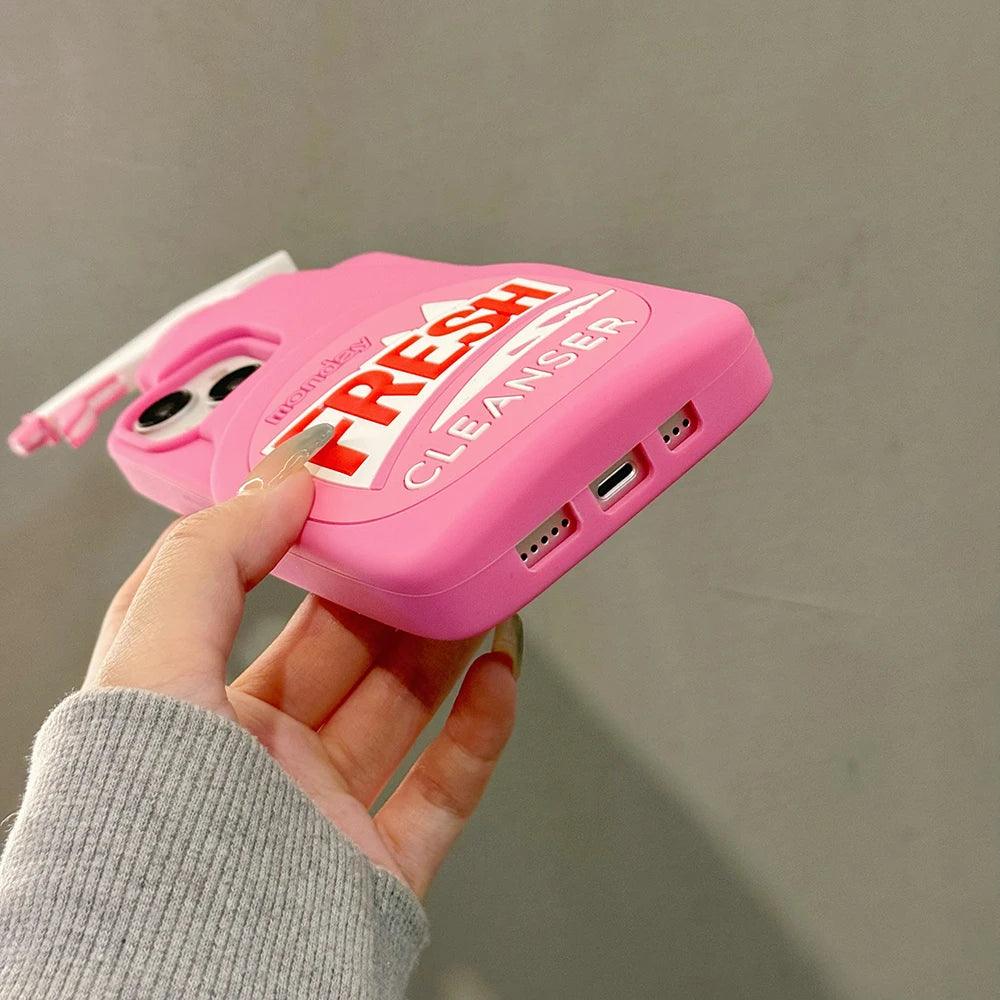 Pink Chic Fresh Clean Bottle Style 3D Cartoon for iPhone - IDefend