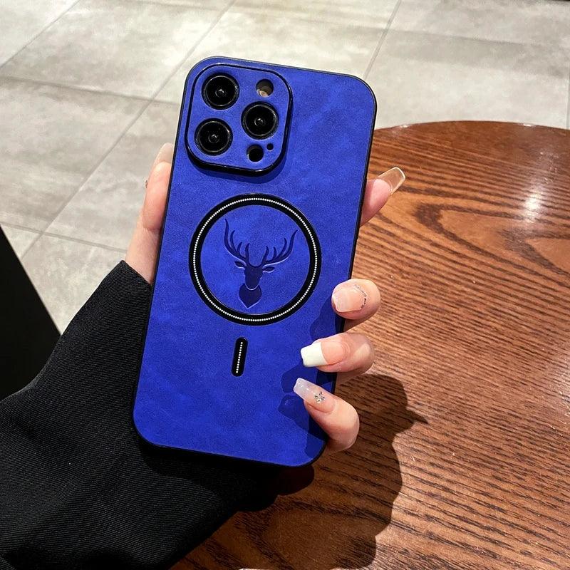 Luxury Magsafe Wireless Charge Deer Cortex Phone Case For iPhone - IDefend
