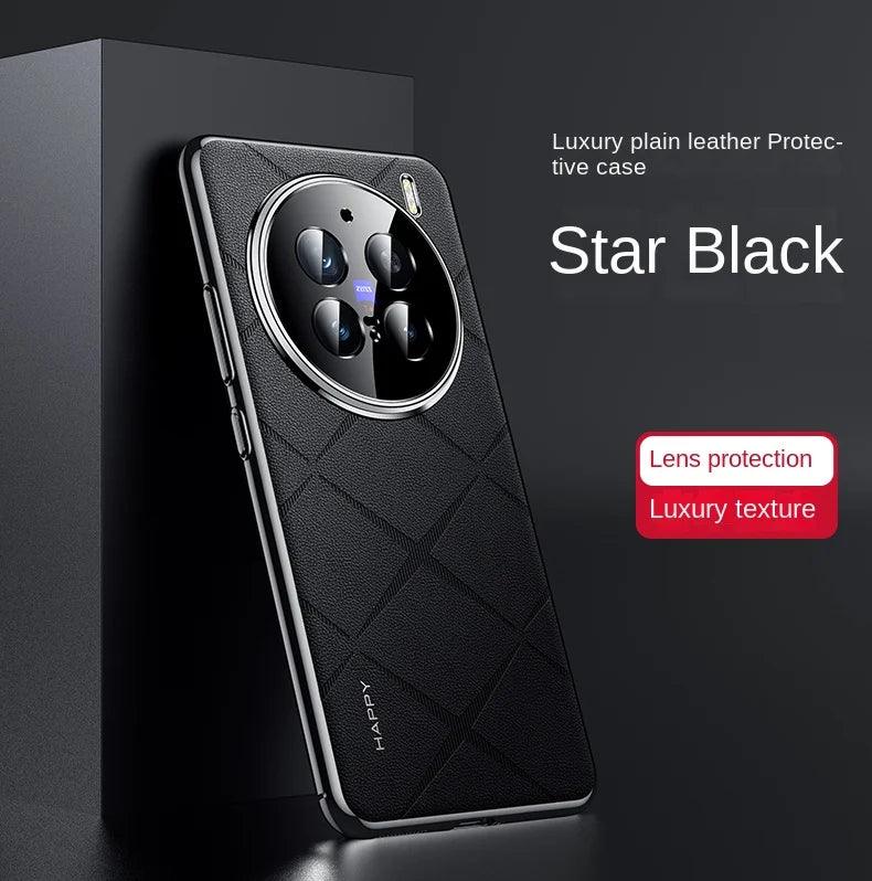 For VIVO X200 Pro Case Luxury Vegan Leather Lens Protective Back Case For VIVO - IDefend