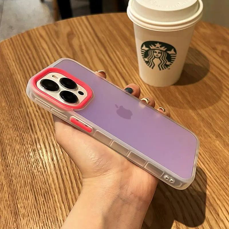 Luxury Matte Gradient Laser Case For iPhone 11 12 13 14 15 Pro Max Shockproof Case For iPhone 15 14 Plus Phone Cover Accessories - IDefend