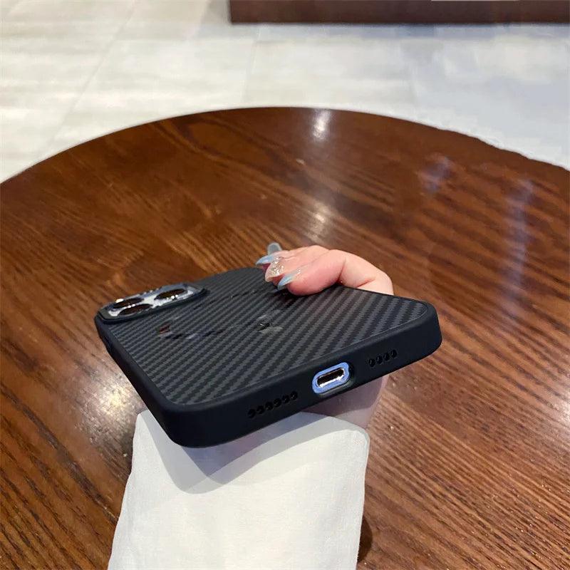 Carbon fiber striped magnetic phone case For iPhone - IDefend