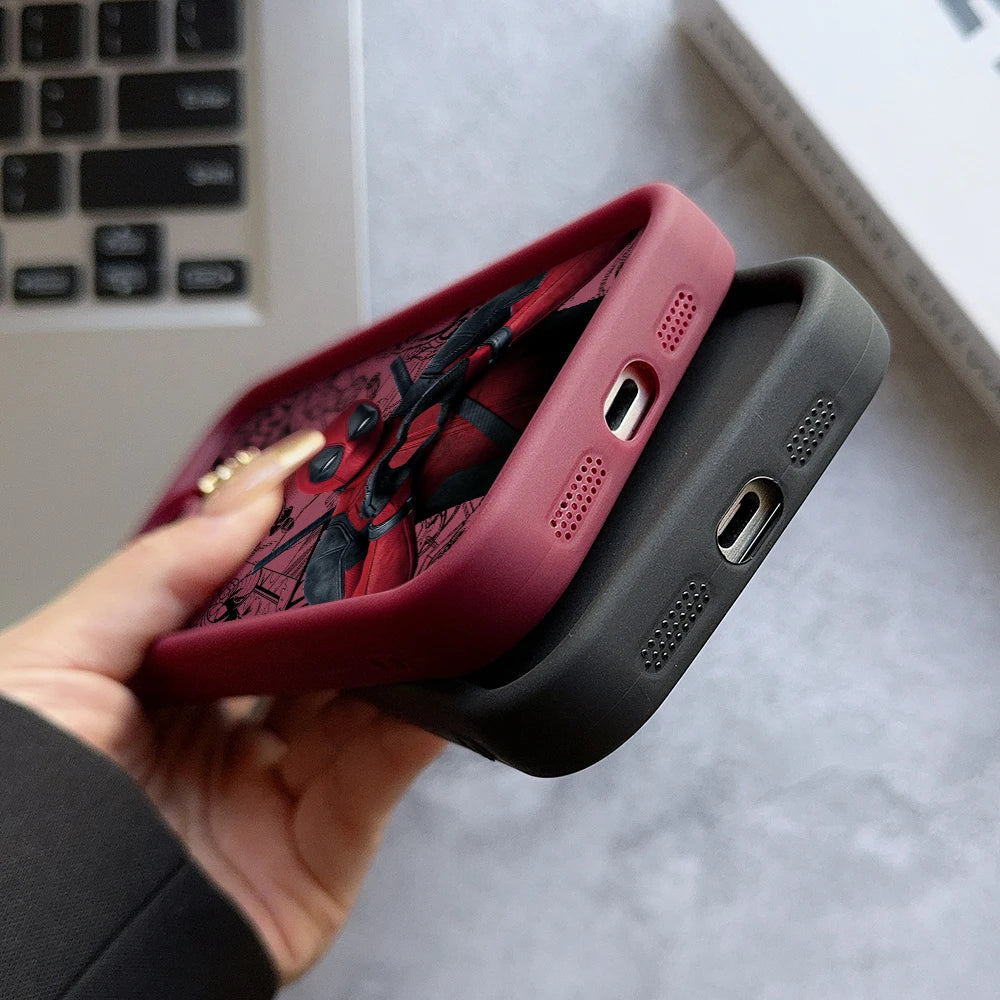 Marvels Funny Deadpool Phone Case for iPhone 16 15 14 Plus 13 12 Mini 11 iPhone16 Pro Max X Xs XR 8 7 Soft Shockproof Capa Cover