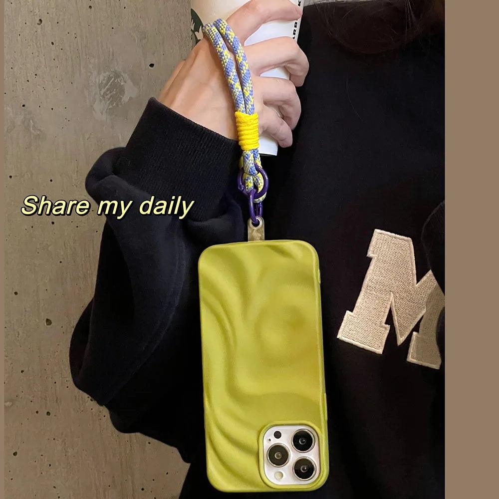 Wrinkle Pleats Colorful Lanyard Case for iPhone - IDefend