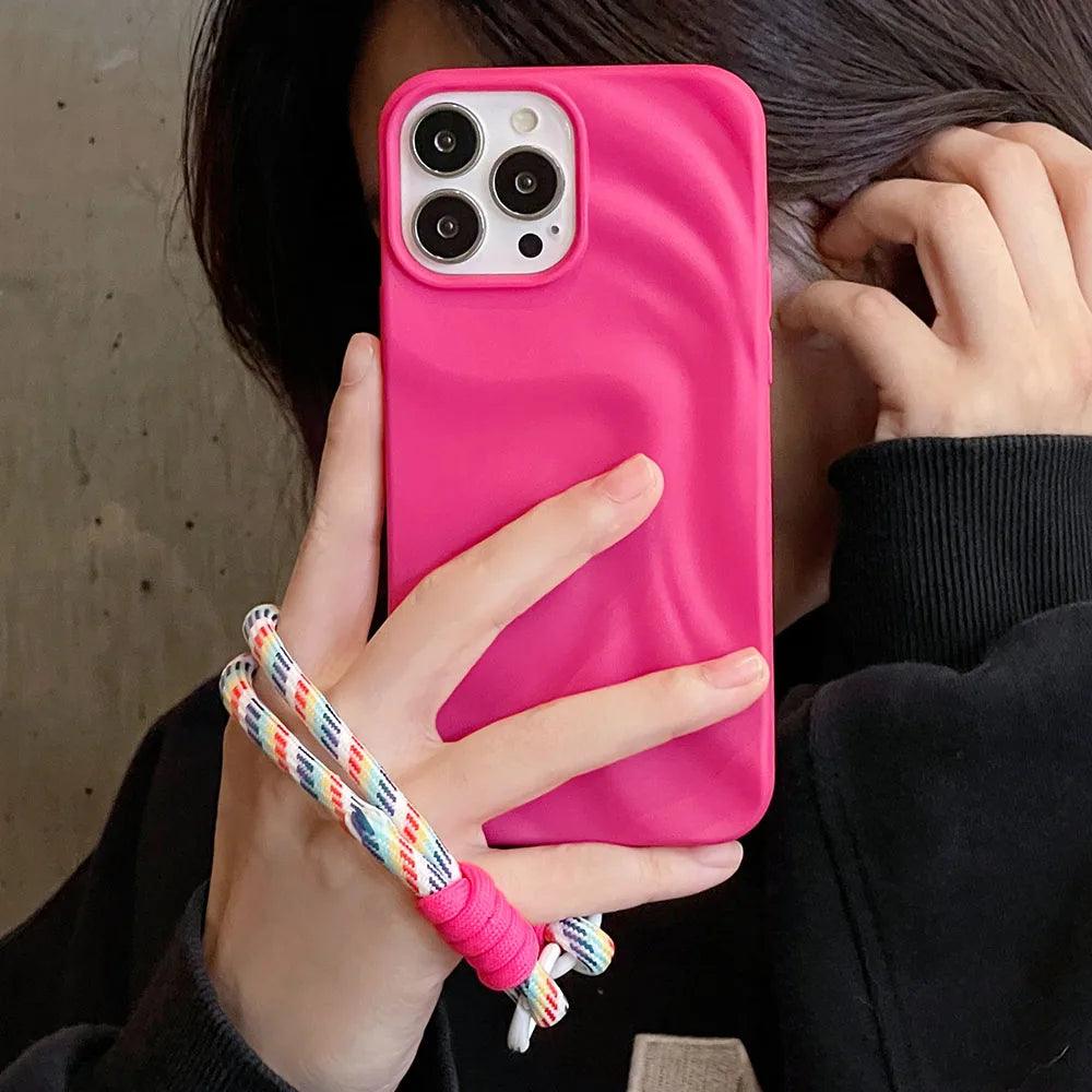 Wrinkle Pleats Colorful Lanyard Case for iPhone - IDefend