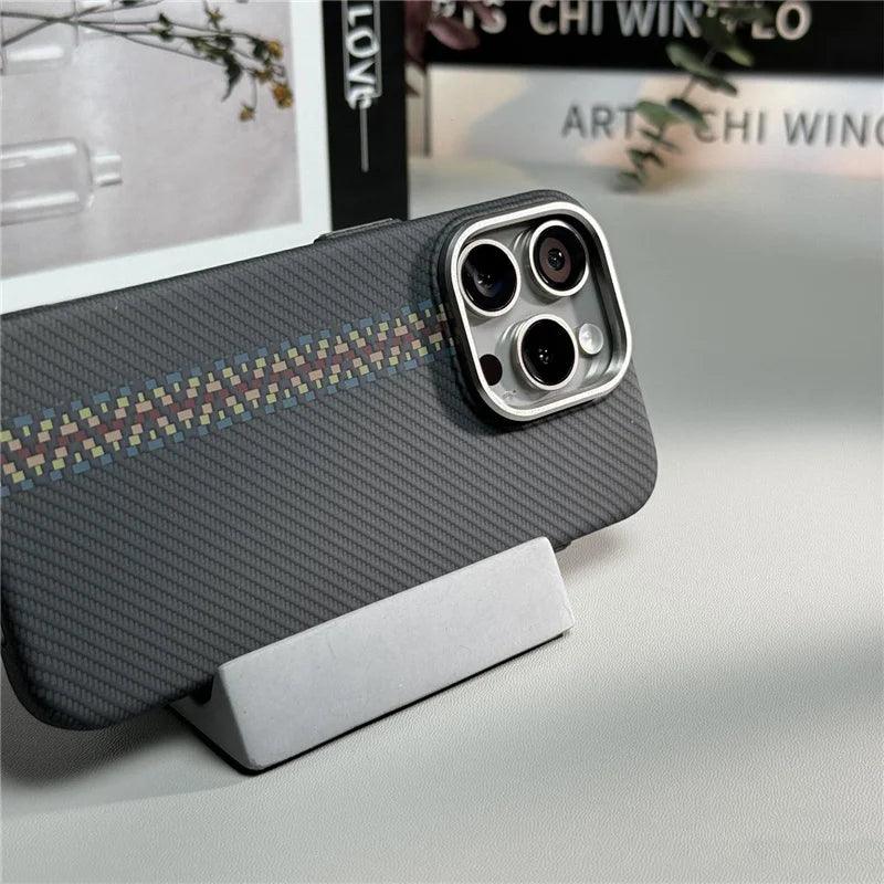Geometric Carbon Fiber texture 3D Relief Magsafe case for iphone - IDefend