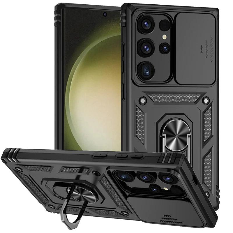 Samsung Galaxy S24 Ultra Case Slide Camera Magnetic Stand Ring Phone Case - IDefend