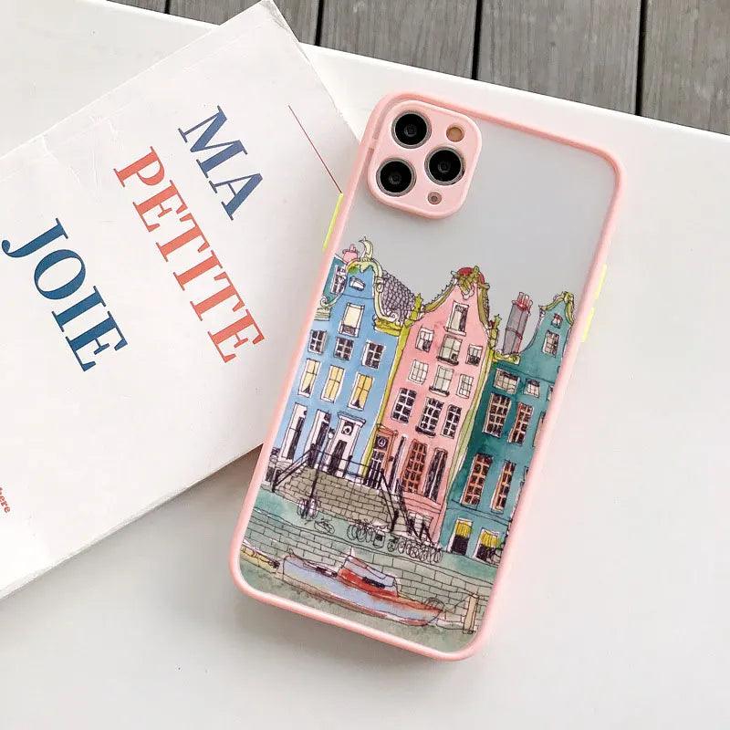 Colourful Painted House Scenery Phone Case For iPhone - IDefend