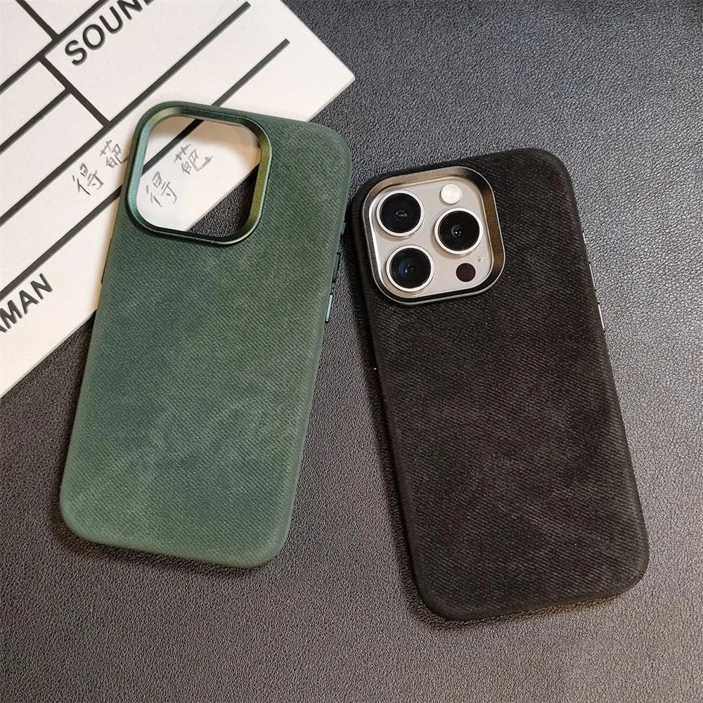 Luxury For MagSafe Fiber Leather Case For iPhone - IDefend