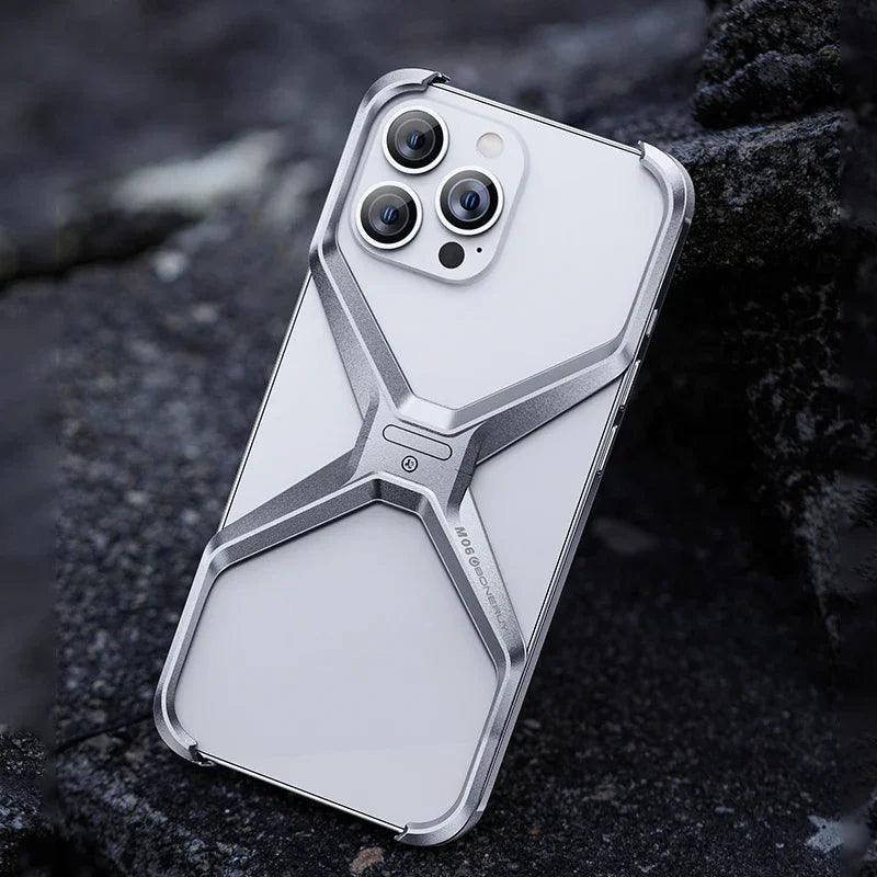 X Metal Rimless Phone Case For iPhone - IDefend