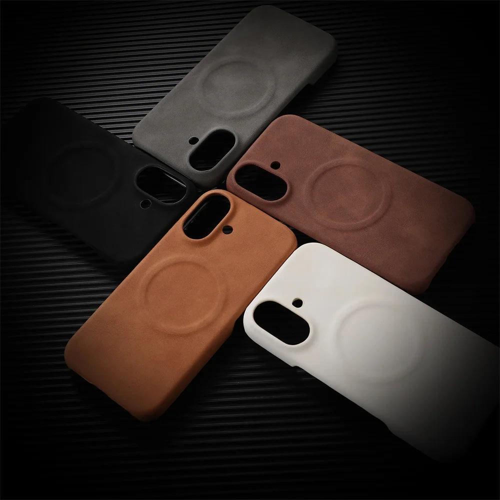 Business Sheepskin Leather Magnetic Phone Case For iPhone - IDefend