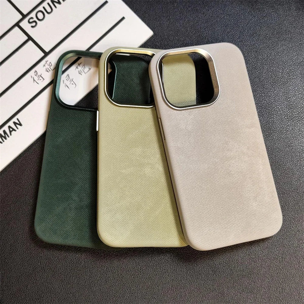 Luxury For MagSafe Fiber Leather Case For iPhone - IDefend