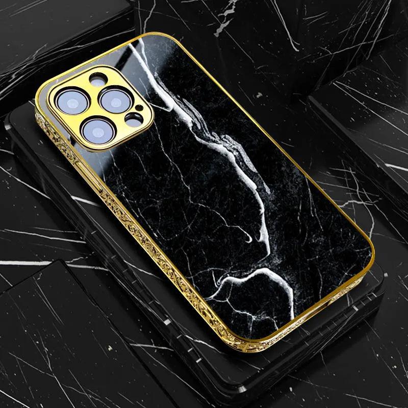 Golden Art Marble Design For iPhone Shockproof Gold Case For iPhone - IDefend