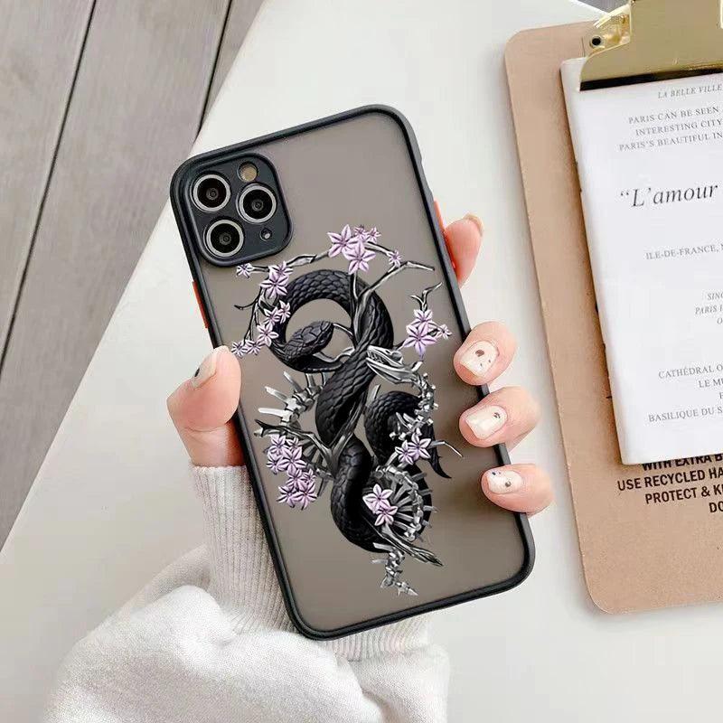 Snake Graphic Hard Matte Phone Case For iPhone - IDefend