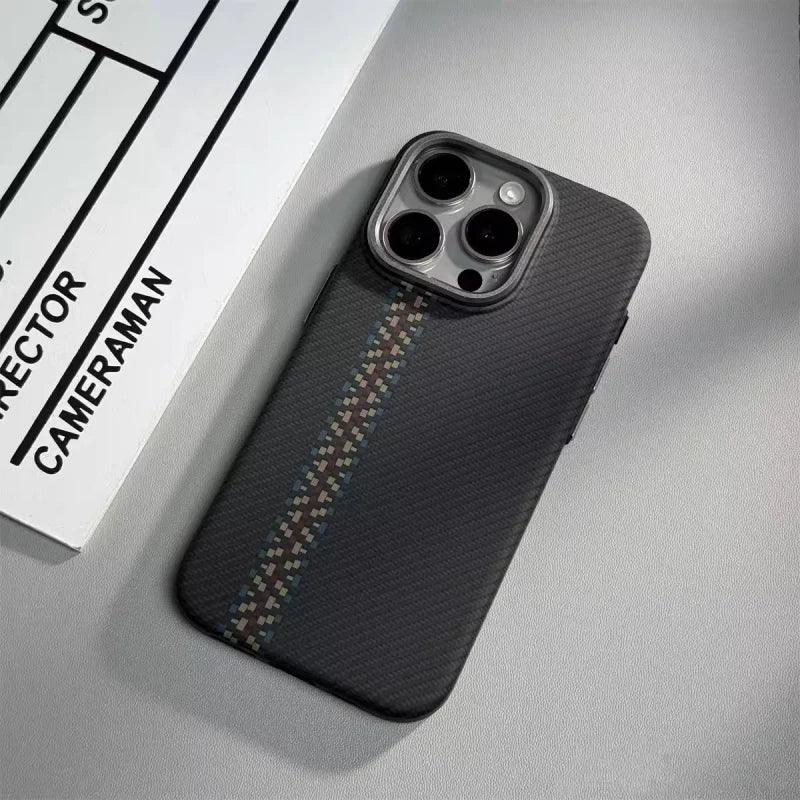 Geometric Carbon Fiber Texture 3D Relief Magsafe Phone Case for iPhone - IDefend