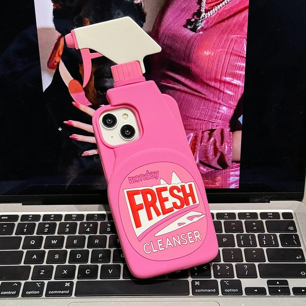 Pink Chic Fresh Clean Bottle Style 3D Cartoon for iPhone - IDefend