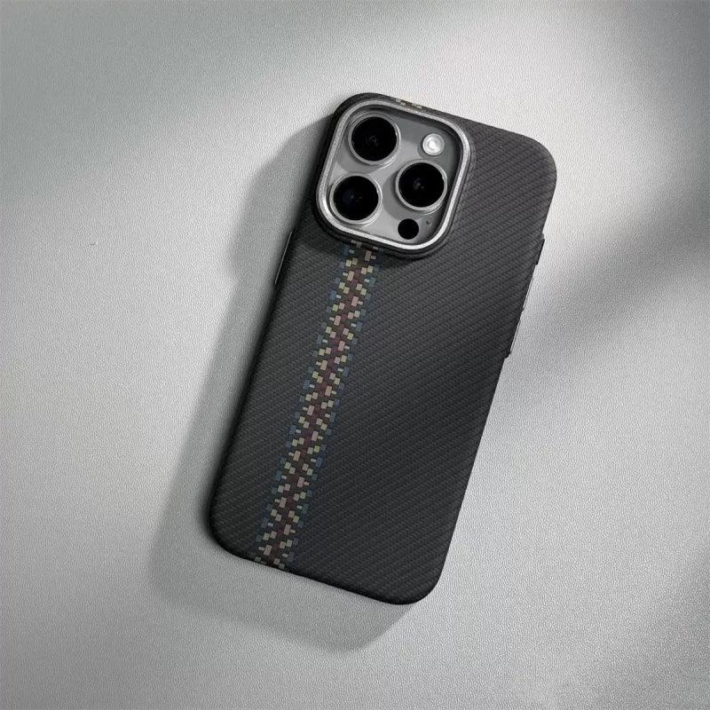 Geometric Carbon Fiber Texture 3D Relief Magsafe Phone Case for iPhone - IDefend