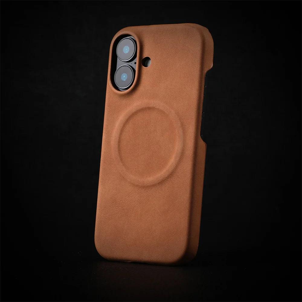 Business Sheepskin Leather Magnetic Phone Case For iPhone - IDefend