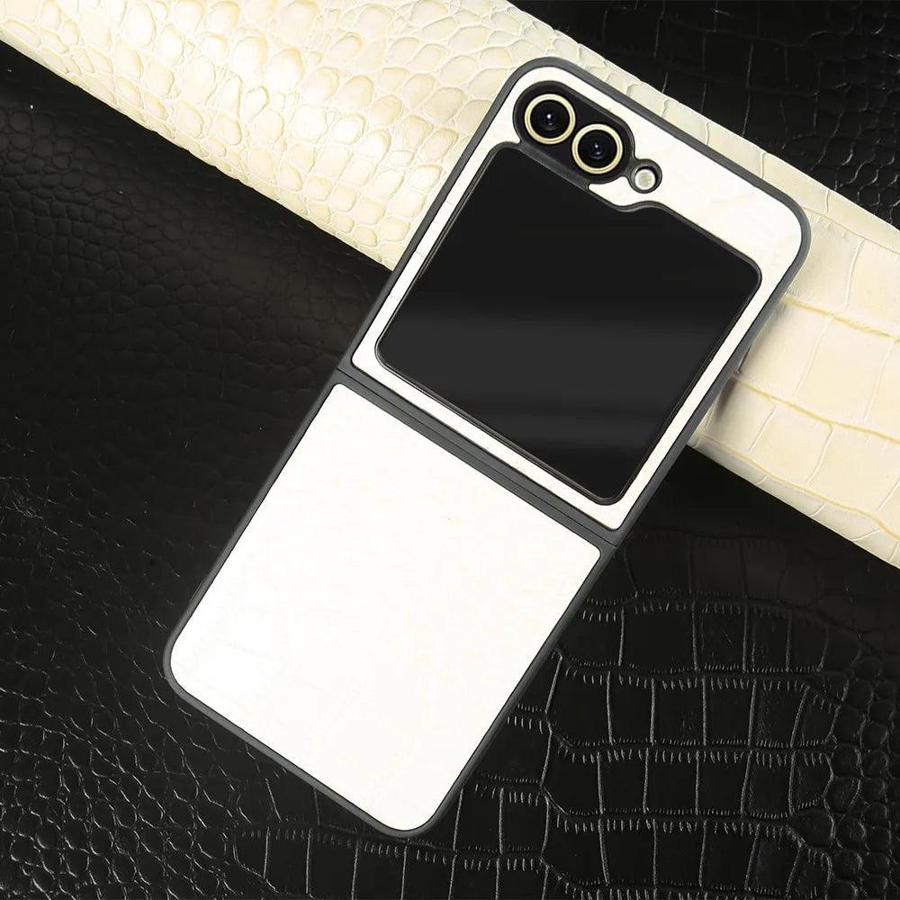 Luxury Hand Crafted Genuine Leather Case For Samsung Galaxy Z Flip - IDefend