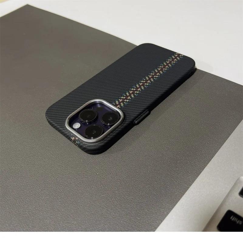 Geometric Carbon Fiber Texture 3D Relief Magsafe Phone Case for iPhone - IDefend