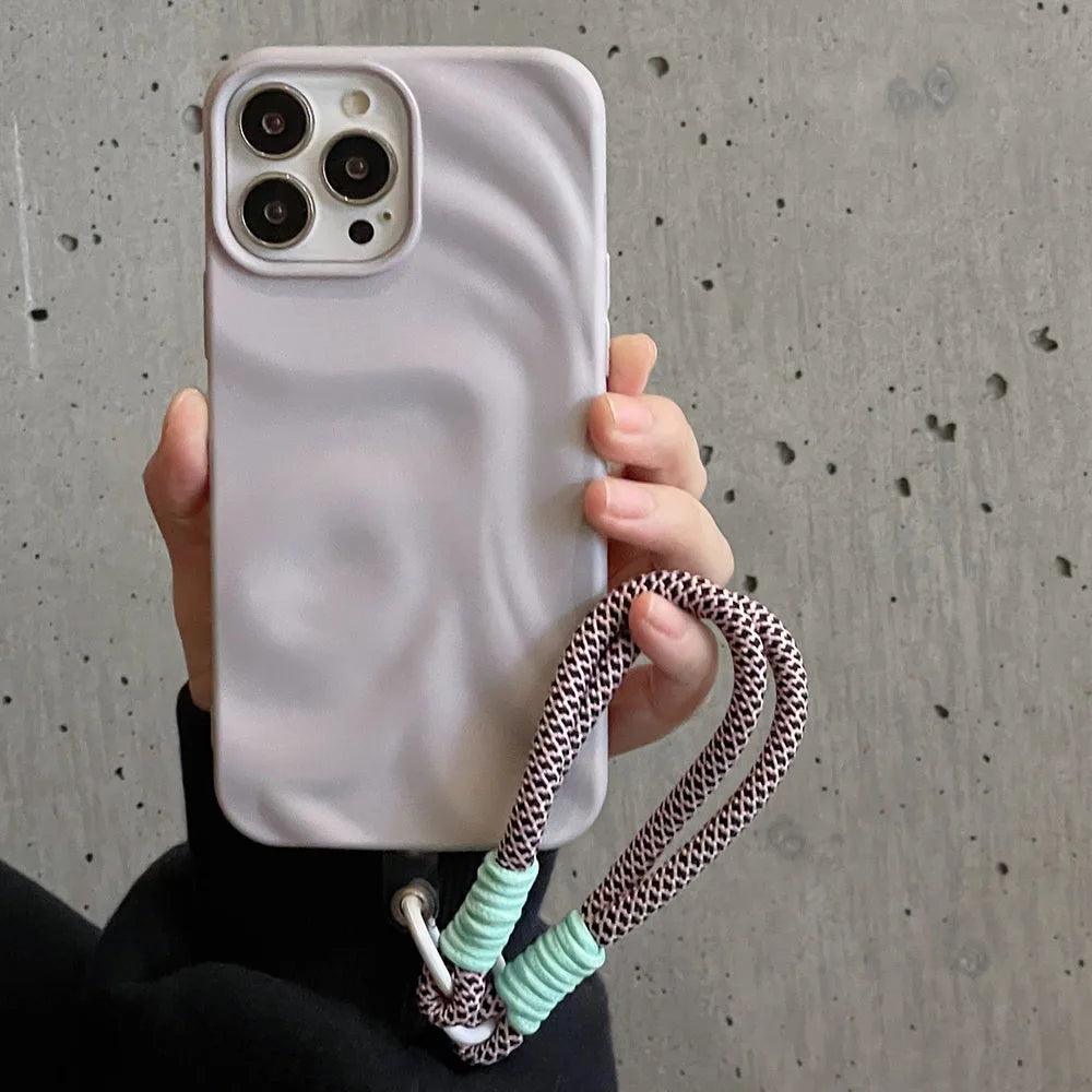 Wrinkle Pleats Colorful Lanyard Case for iPhone - IDefend