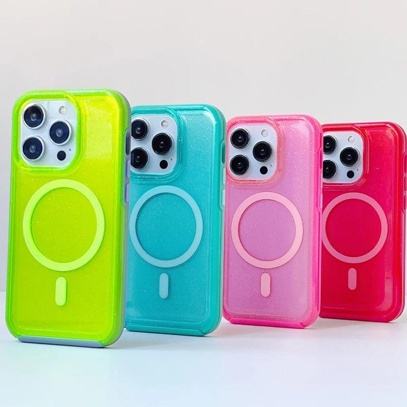 Fluorescent Glitter Magnetic Case for iPhone 0.1 - IDefend