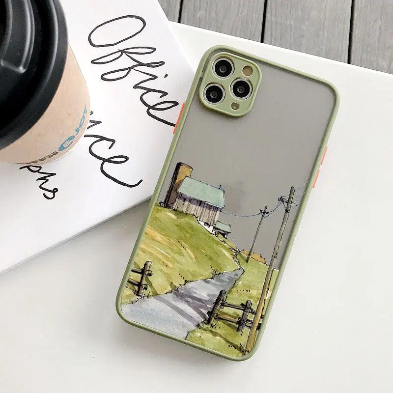 Colourful Painted House Scenery Phone Case For iPhone 1 - IDefend