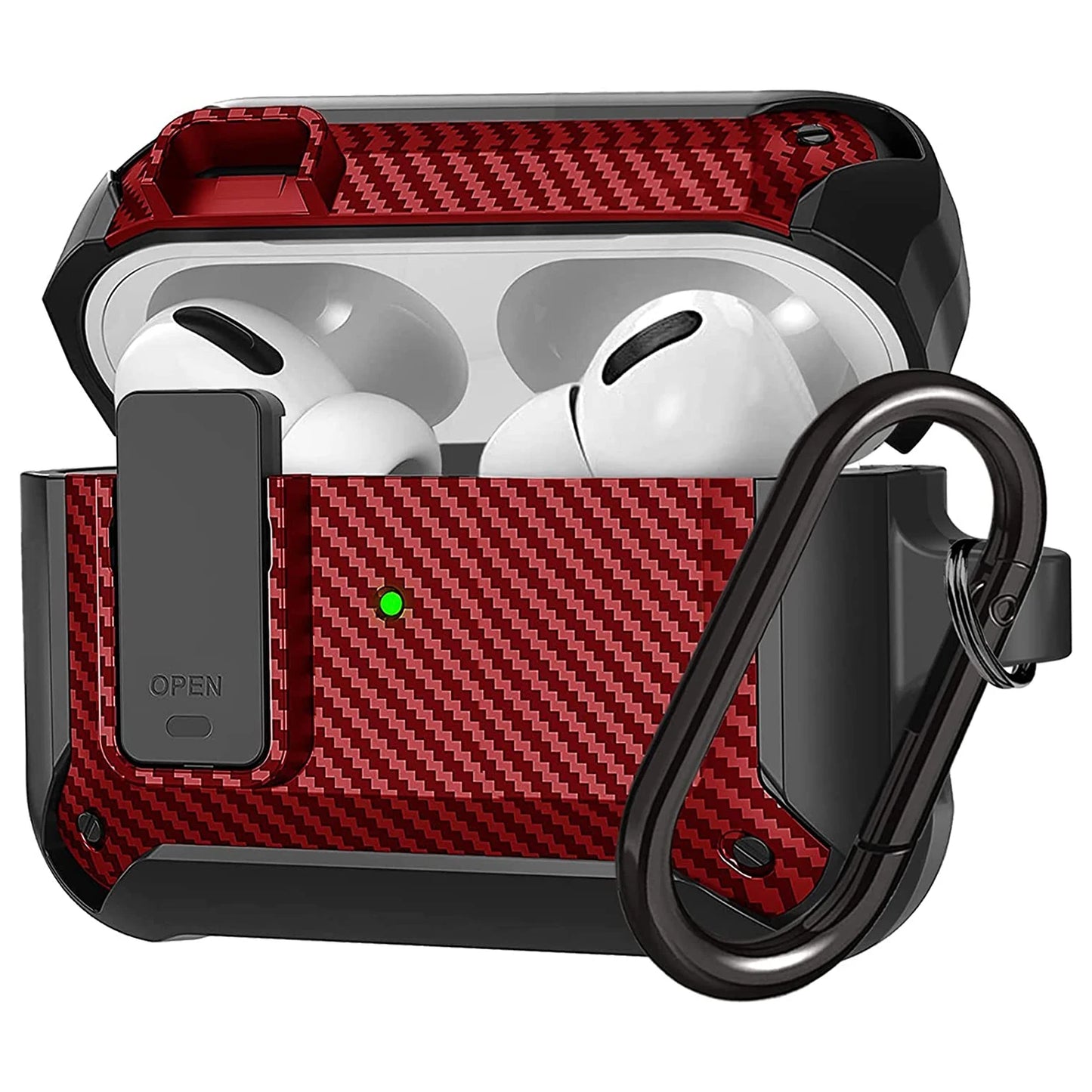 for Airpods Pro 2 Generation 2nd 1st Case Secure Lock Clip Carbon Fiber Hard Shell Case Cover with Keychain for AirPods 3 2 Case