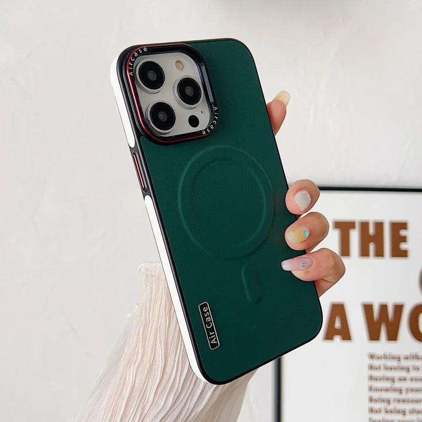 Business Double Color Leather Magsafe Case for iPhone - IDefend