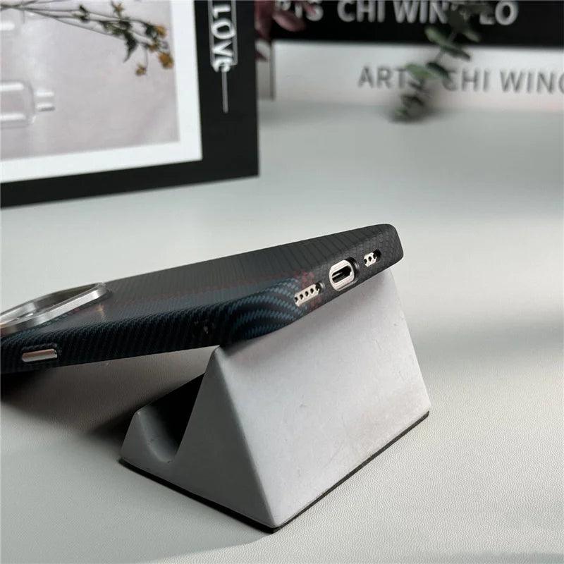 Geometric Carbon Fiber texture 3D Relief Magsafe case for iphone - IDefend