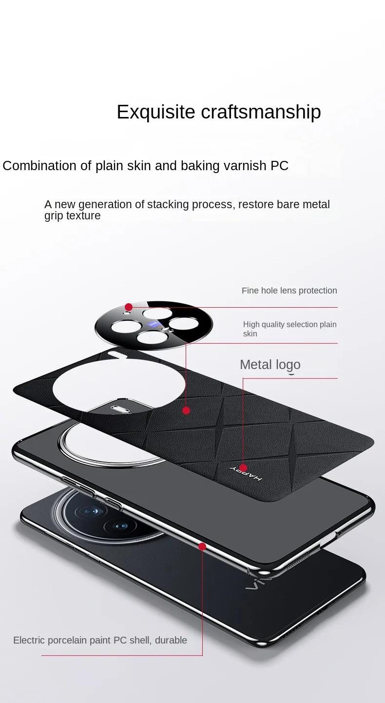 For VIVO X200 Pro Case Luxury Vegan Leather Lens Protective Back Case For VIVO - IDefend