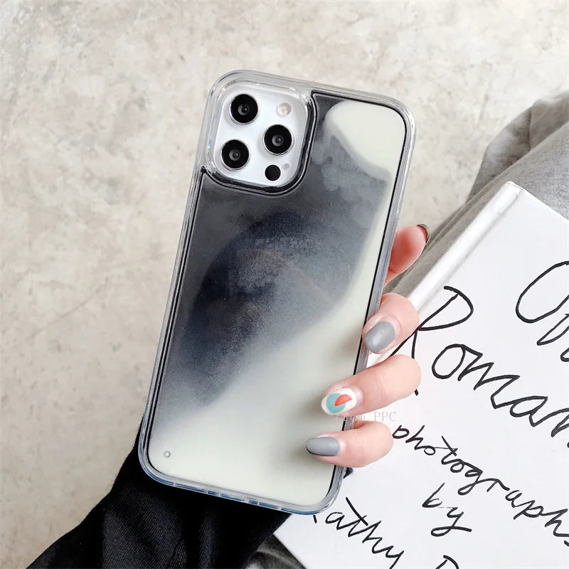 Night Glow Gloss Dynamic Sand Liquid Back Iphone case - IDefend