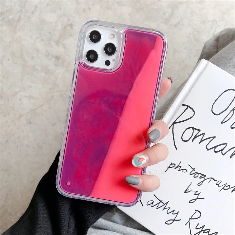 Night Glow Gloss Dynamic Sand Liquid Back Iphone case - IDefend