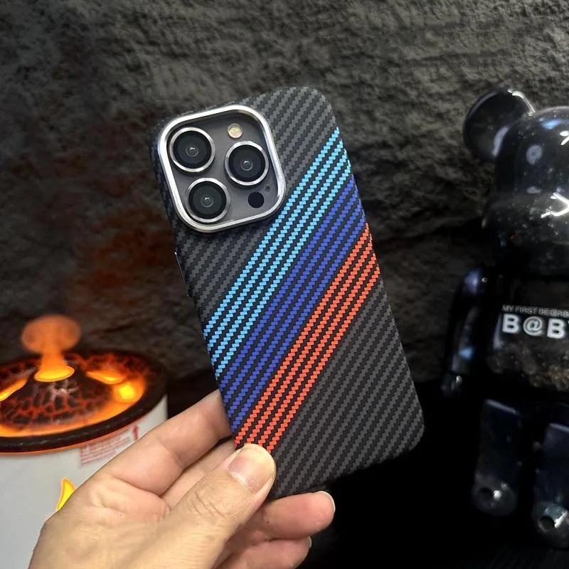 Carbon Fibre Relief Wireless Charging MagSafe Phone Case for iPhone - IDefend