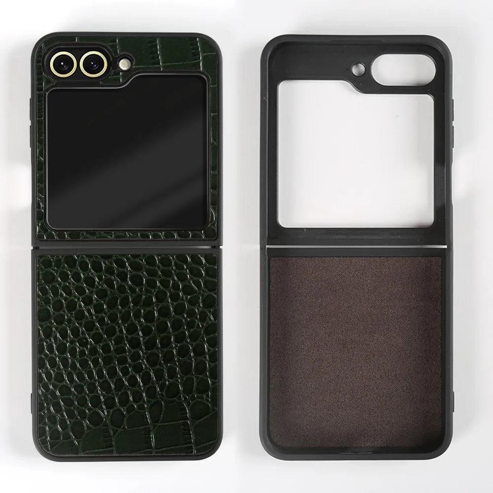Luxury Hand Crafted Genuine Leather Case For Samsung Galaxy Z Flip - IDefend