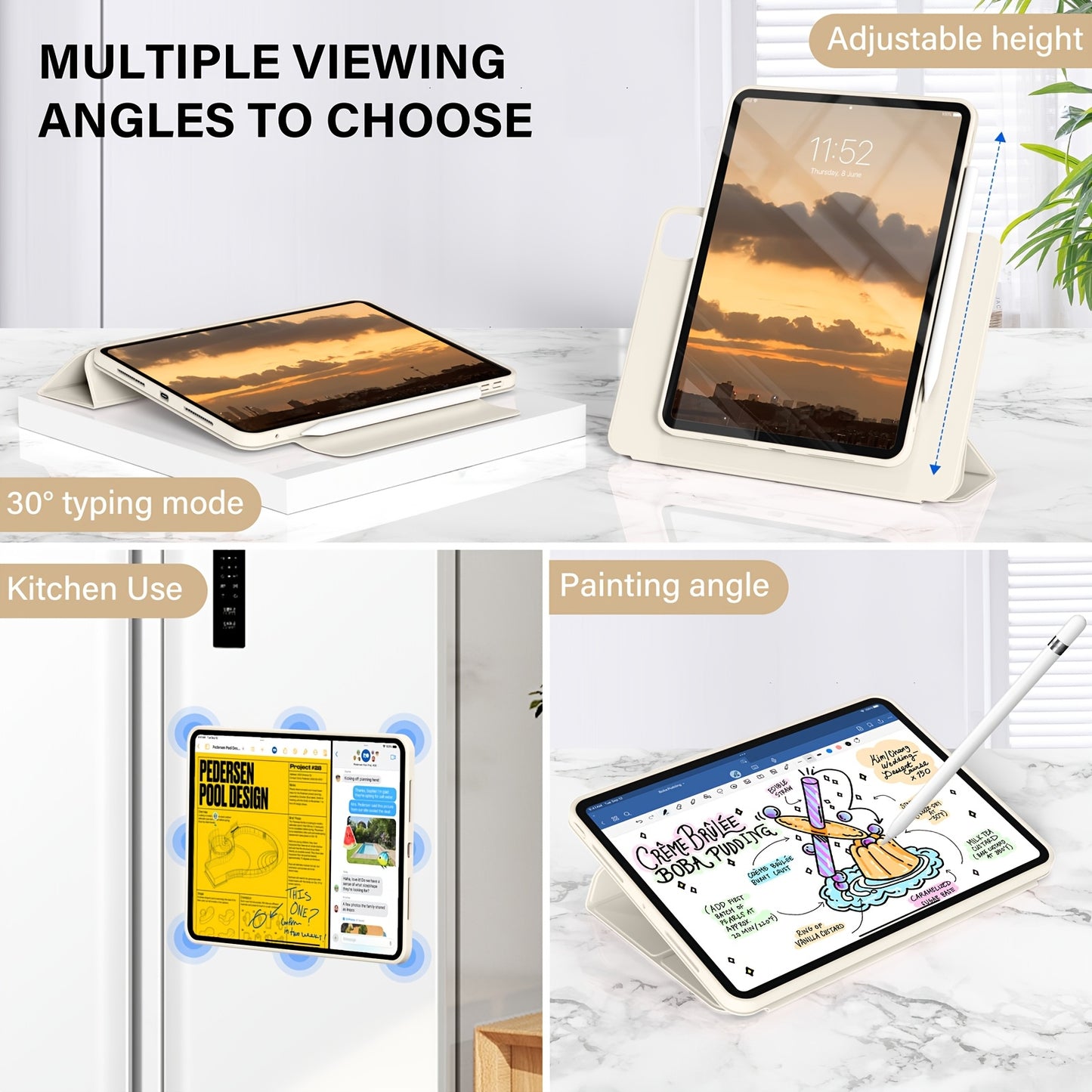 Case for kenke case 2in 1 detachable tablet case for iPad mini 6/7 for iPad 10th gen pro 27.94 cm (M4) pro 33.02 cm Air 13 Air 4/5/6 pro 12.9 Smart tablet case no pen tray