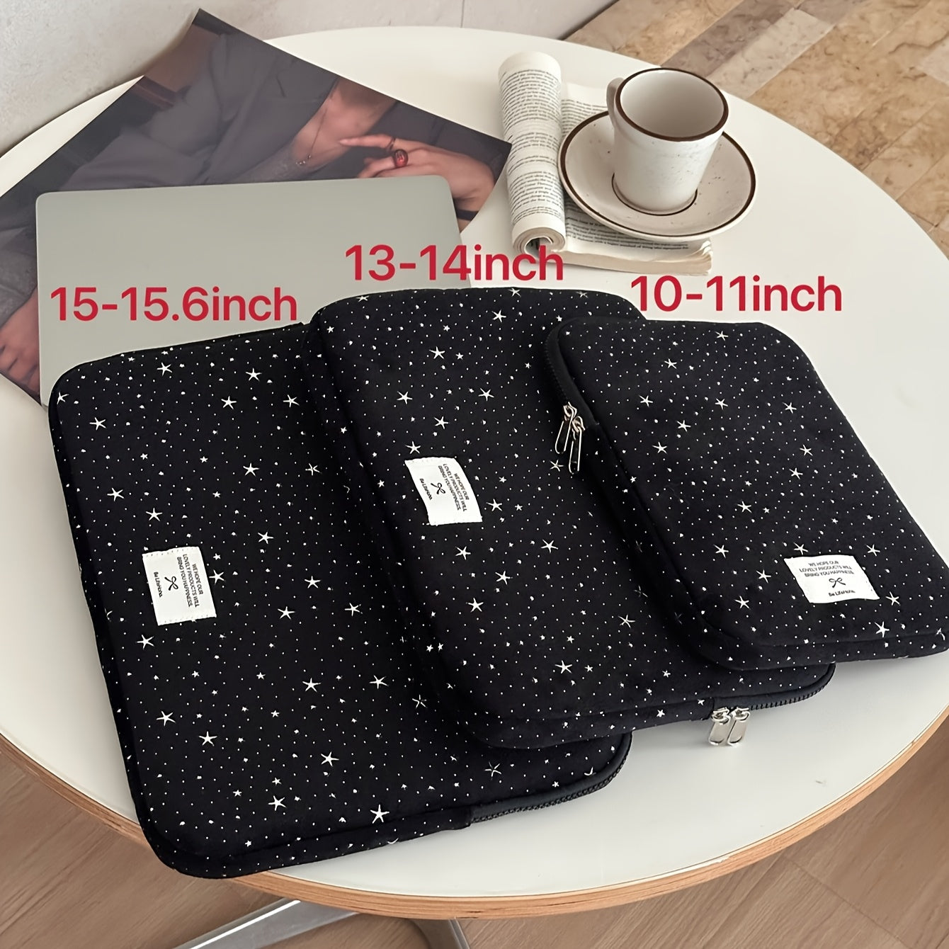Starry Night Polyester Laptop Sleeve, Shock-Absorbing Tablet Clutch Case for iPad, MacBook 25.4/27.94/33.02/35.56/38.1/39.62 cm, Protective Liner Bag