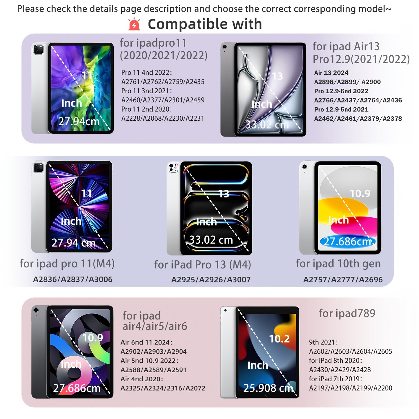 Case for kenke case 2in 1 detachable tablet case for iPad mini 6/7 for iPad 10th gen pro 27.94 cm (M4) pro 33.02 cm Air 13 Air 4/5/6 pro 12.9 Smart tablet case no pen tray