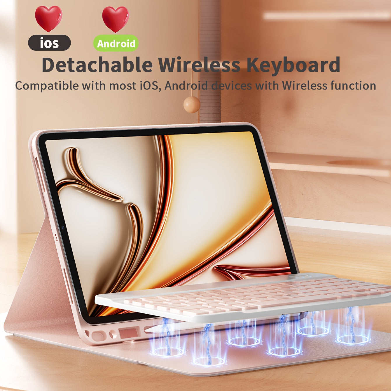 iPad Keyboard Case with Wireless, Compatible with iPad 10th/7/8/9th Gen, iPad Air 4/5/6, iPad Pro 9.7/10.2/10.5/11-inch (2018-2025 Models), iPad Air 11-inch (M3) 2025, iPad 11th A16 2025 - Slim Lightweight Case with Detachabl