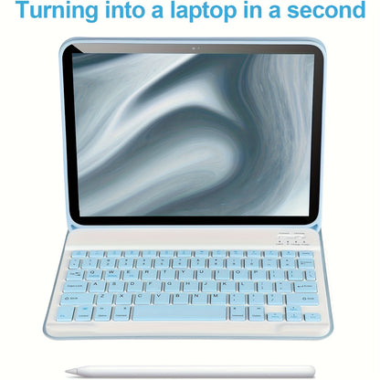 Keyboard case for iPad 11, 10.9, 10.5, 10.2", with pencil holder & detachable keyboard. for iPad 9th/8th/7th gen, 10th/11th gen and for Pro 1st-4th gen, Air 4/5, & Air 11" (M2) 2024.