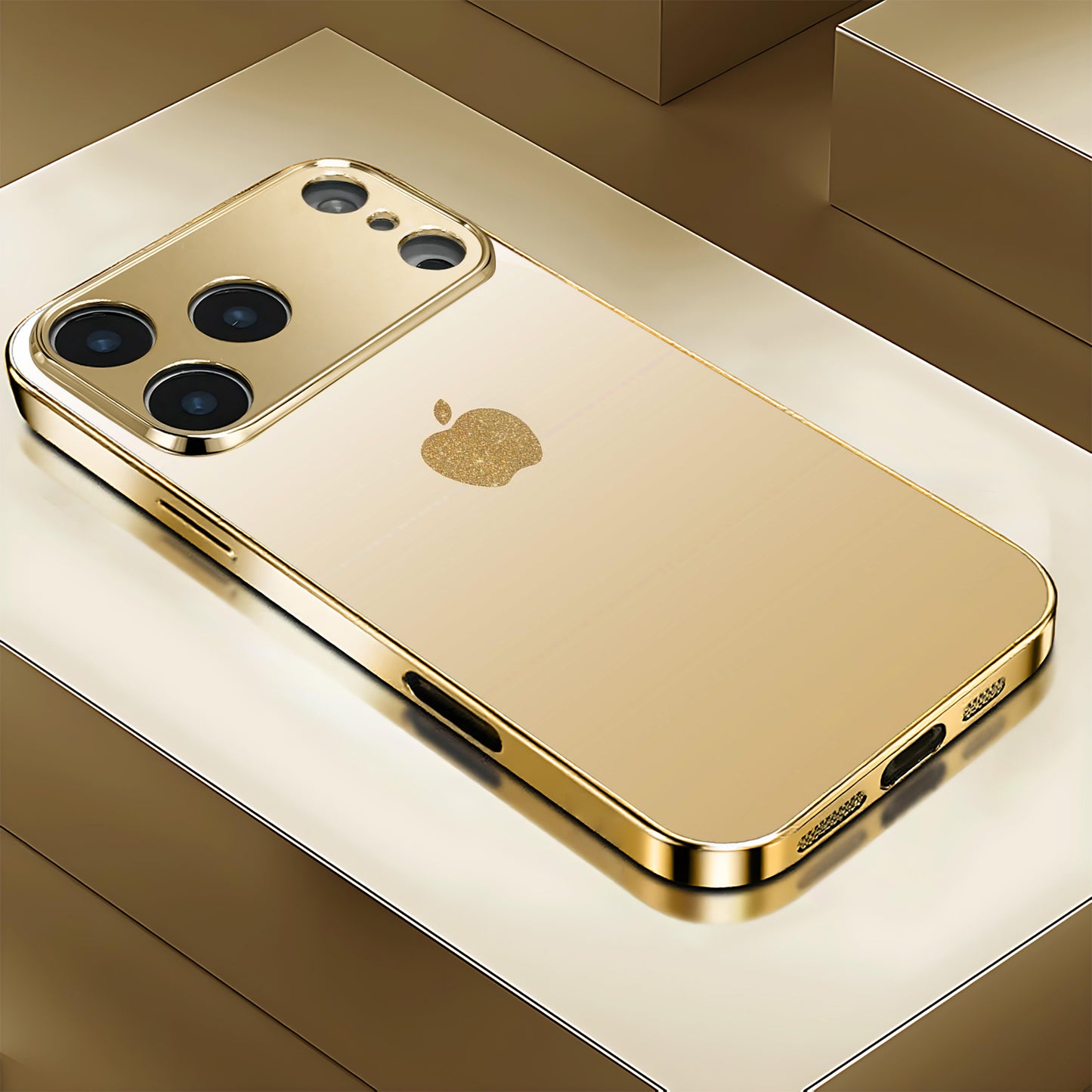 Pattern Golden Electroplated Phone for Iphone 17/17 Pro/17 Air/17 Pro Max/16/16 Pro/16 Plus/16 Pro Max/15/15 Pro/15 Pro Max/14/14 Pro/14 PLUS/14 Pro Max/13/13 Pro/13 Pro Max/13 Mini/12/11. Full-Coverage Tempered Frosted Prote