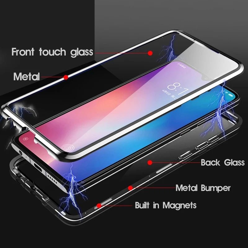 360 ° Full Protected Metal Magnetic Double - Sided Glass Phone Case For Xiaomi - IDefend